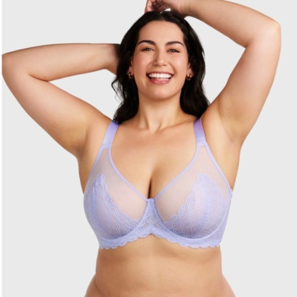 HSIA Purple Mermaid Scales Lace Underwire Bra Full Coverage Women Size 46DD NWT